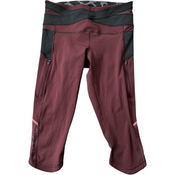 Lululemon Kris Cross Crop (Full-On Luxtreme) Bordeaux Drama / Black EUC Size 6 - Picture 11 of 11